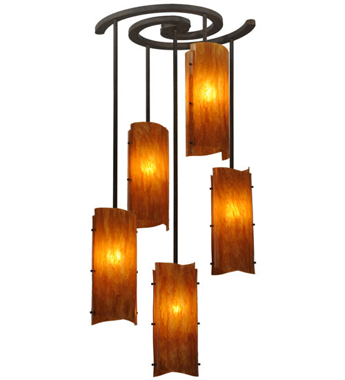 Meyda Lighting Vortex 34" 5-Light Coffee Bean Chandelier With Ambra Siena Idalight Shade
