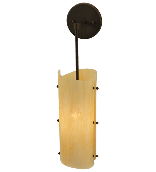 Meyda Lighting Vortex 6" Coffee Bean Wall Sconce With Sahara Taupe Idalight Shade Glass