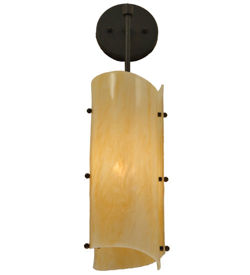 Meyda Lighting Vortex 6" Coffee Bean Wall Sconce With Sahara Taupe Idalight Shade Glass