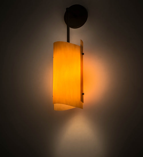 Meyda Lighting Vortex 6" Gilded Tobacco Wall Sconce With Amber Quartz Idalight Shade Glass