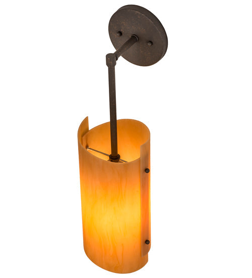 Meyda Lighting Vortex 6" Gilded Tobacco Wall Sconce With Amber Quartz Idalight Shade Glass
