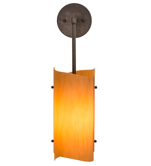 Meyda Lighting Vortex 6" Gilded Tobacco Wall Sconce With Amber Quartz Idalight Shade Glass