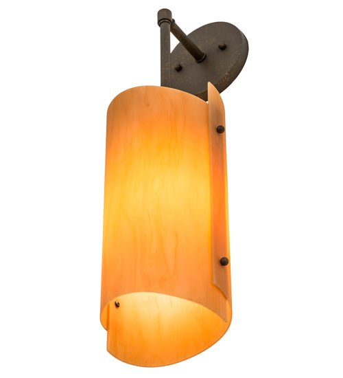 Meyda Lighting Vortex 6" Gilded Tobacco Wall Sconce With Amber Quartz Idalight Shade Glass