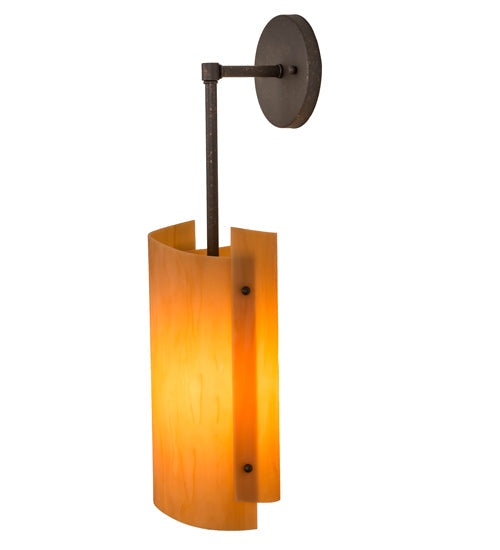Meyda Lighting Vortex 6" Gilded Tobacco Wall Sconce With Amber Quartz Idalight Shade Glass