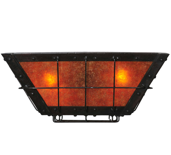 Meyda Lighting Vostok 23" 4-Light Costello Black Flush Mount Light With Amber Mica Shade