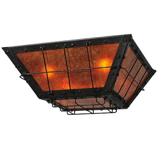 Meyda Lighting Vostok 23" 4-Light Costello Black Flush Mount Light With Amber Mica Shade