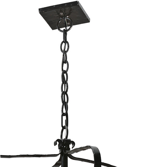 Meyda Lighting Vostok 26" 4-Light Costello Black Pendant Light With Amber Mica Shade Glass