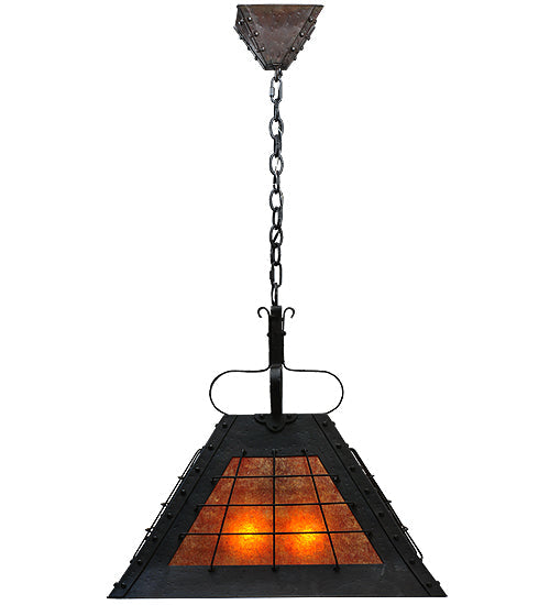 Meyda Lighting Vostok 31" 4-Light Costello Black Pendant Light With Amber Mica Shade Glass