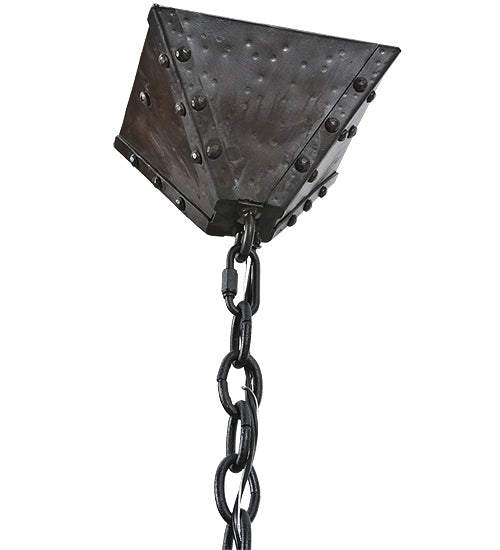 Meyda Lighting Vostok 31" 4-Light Costello Black Pendant Light With Amber Mica Shade Glass