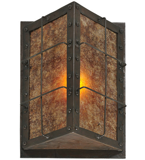 Meyda Lighting Vostok 9" Costello Black Wall Sconce With Amber Mica Shade Glass
