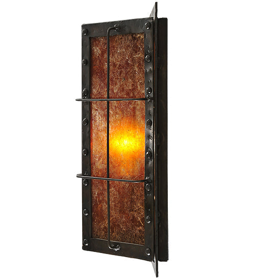 Meyda Lighting Vostok 9" Costello Black Wall Sconce With Amber Mica Shade Glass