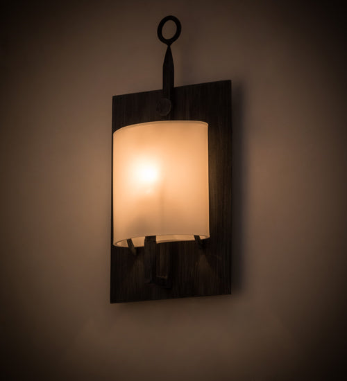 Meyda Lighting Wakefield 8" Antique Irongate Wall Sconce With White Opal Shade Glass