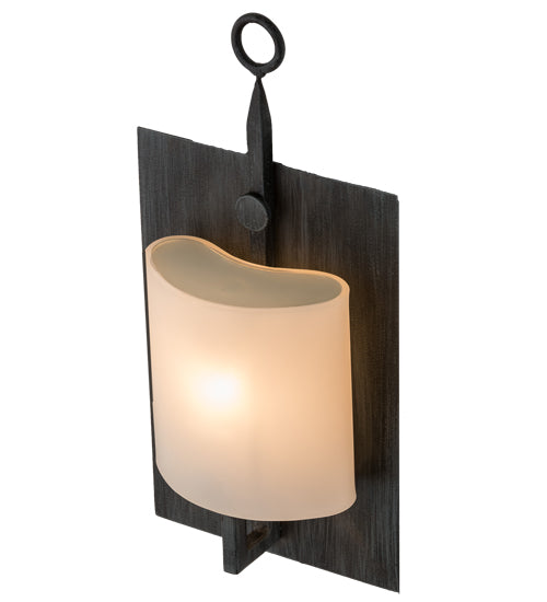 Meyda Lighting Wakefield 8" Antique Irongate Wall Sconce With White Opal Shade Glass
