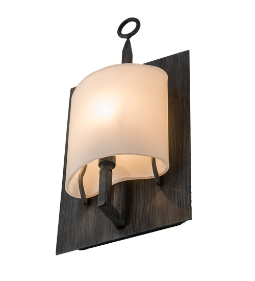 Meyda Lighting Wakefield 8" Antique Irongate Wall Sconce With White Opal Shade Glass