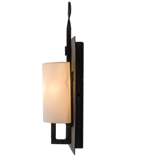 Meyda Lighting Wakefield 8" Antique Irongate Wall Sconce With White Opal Shade Glass