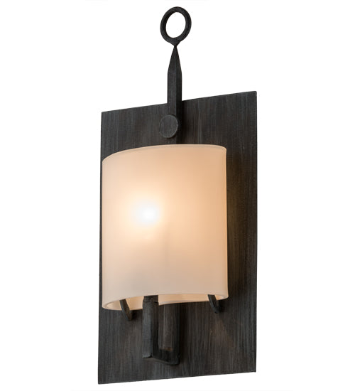 Meyda Lighting Wakefield 8" Antique Irongate Wall Sconce With White Opal Shade Glass