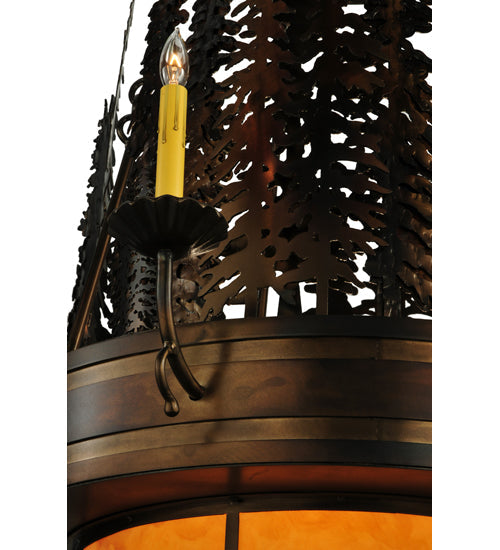 Meyda Lighting Walden Pine 40" 17-Light 2-Tier Burnished Antique Copper Chandelier With Amber Quartz Idalight Shade