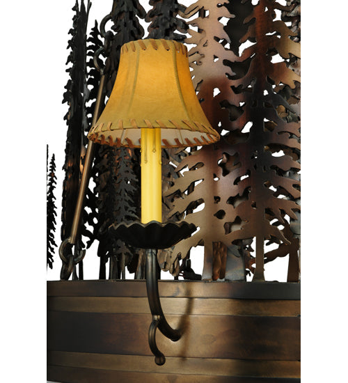 Meyda Lighting Walden Pine 40" 17-Light 2-Tier Burnished Antique Copper Chandelier With Amber Quartz Idalight Shade