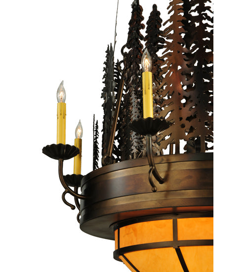 Meyda Lighting Walden Pine 40" 17-Light 2-Tier Burnished Antique Copper Chandelier With Amber Quartz Idalight Shade