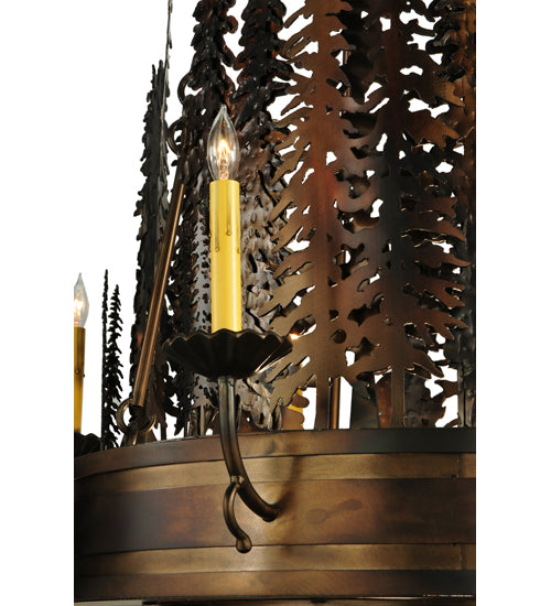Meyda Lighting Walden Pine 40" 17-Light 2-Tier Burnished Antique Copper Chandelier With Amber Quartz Idalight Shade