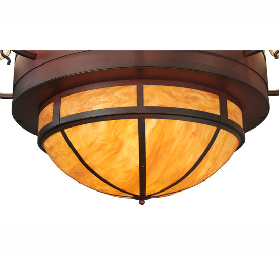 Meyda Lighting Walden Pine 54" 15-Light 2-Tier Rust Over Wrought Iron Chandelier With Ambra Siena Idalight Shade