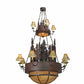 Meyda Lighting Walden Pine 54" 15-Light 2-Tier Rust Over Wrought Iron Chandelier With Ambra Siena Idalight Shade