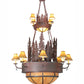 Meyda Lighting Walden Pine 54" 15-Light 2-Tier Rust Over Wrought Iron Chandelier With Ambra Siena Idalight Shade