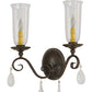 Meyda Lighting Wallis 16" 2-Light Cajun Spice Wall Sconce With Clear Hurricane Shade Glass