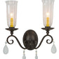 Meyda Lighting Wallis 16" 2-Light Cajun Spice Wall Sconce With Clear Hurricane Shade Glass