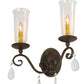 Meyda Lighting Wallis 16" 2-Light Cajun Spice Wall Sconce With Clear Hurricane Shade Glass