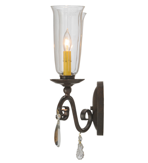 Meyda Lighting Wallis 16" 2-Light Cajun Spice Wall Sconce With Clear Hurricane Shade Glass