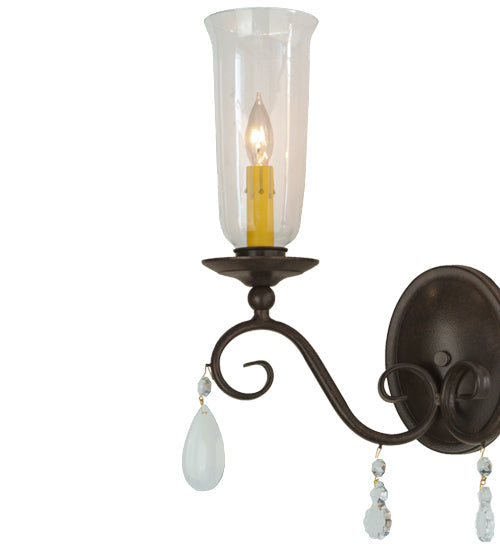 Meyda Lighting Wallis 16" 2-Light Cajun Spice Wall Sconce With Clear Hurricane Shade Glass