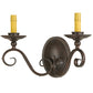 Meyda Lighting Wallis 16" 2-Light Cajun Spice Wall Sconce With Clear Hurricane Shade Glass