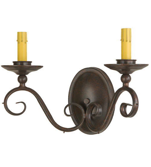 Meyda Lighting Wallis 16" 2-Light Cajun Spice Wall Sconce With Clear Hurricane Shade Glass