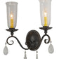 Meyda Lighting Wallis 16" 2-Light Cajun Spice Wall Sconce With Clear Hurricane Shade Glass
