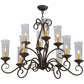 Meyda Lighting Wallis 36" 10-Light Gilded Tobacco Chandelier With Clear Hurricane Shade Glass