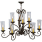 Meyda Lighting Wallis 36" 10-Light Gilded Tobacco Chandelier With Clear Hurricane Shade Glass