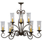 Meyda Lighting Wallis 36" 10-Light Gilded Tobacco Chandelier With Clear Hurricane Shade Glass