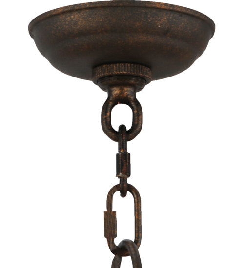 Meyda Lighting Wallis 36" 10-Light Gilded Tobacco Chandelier With Clear Hurricane Shade Glass