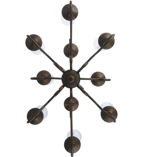Meyda Lighting Wallis 36" 10-Light Gilded Tobacco Chandelier With Clear Hurricane Shade Glass