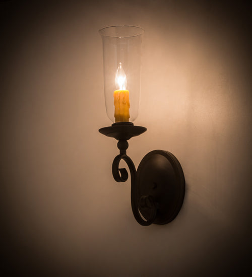 Meyda Lighting Wallis 5" Oil Rubbed Bronze Wall Sconce With Clear Shade Glass