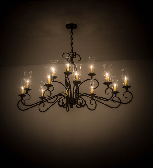 Meyda Lighting Wallis 60" 14-Light Blackwash Chandelier With Clear Hurricane Shade Glass