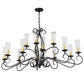 Meyda Lighting Wallis 60" 14-Light Blackwash Chandelier With Clear Hurricane Shade Glass