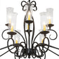 Meyda Lighting Wallis 60" 14-Light Blackwash Chandelier With Clear Hurricane Shade Glass