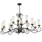 Meyda Lighting Wallis 60" 14-Light Blackwash Chandelier With Clear Hurricane Shade Glass