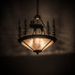 Meyda Lighting Wandering Moose 24" 3-Light Oil Rubbed Bronze & Green Trees Inverted Pendant Light With Silver Mica Shade Glass