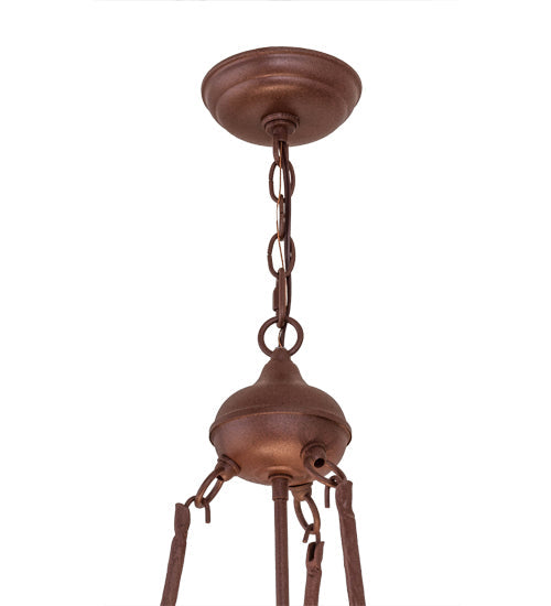 Meyda Lighting Wandering Moose 24" 3-Light Rust & Green Trees Inverted Pendant Light With Silver Mica Shade Glass