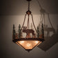 Meyda Lighting Wandering Moose 24" 3-Light Rust & Green Trees Inverted Pendant Light With Silver Mica Shade Glass