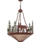 Meyda Lighting Wandering Moose 24" 3-Light Rust & Green Trees Inverted Pendant Light With Silver Mica Shade Glass