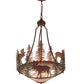 Meyda Lighting Wandering Moose 24" 3-Light Rust & Green Trees Inverted Pendant Light With Silver Mica Shade Glass